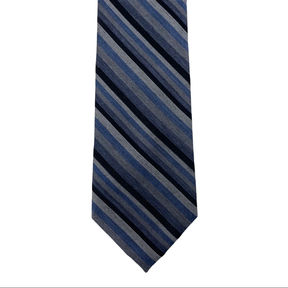 Awearness Kenneth Cole Striped Silk Blend Tie, Blue